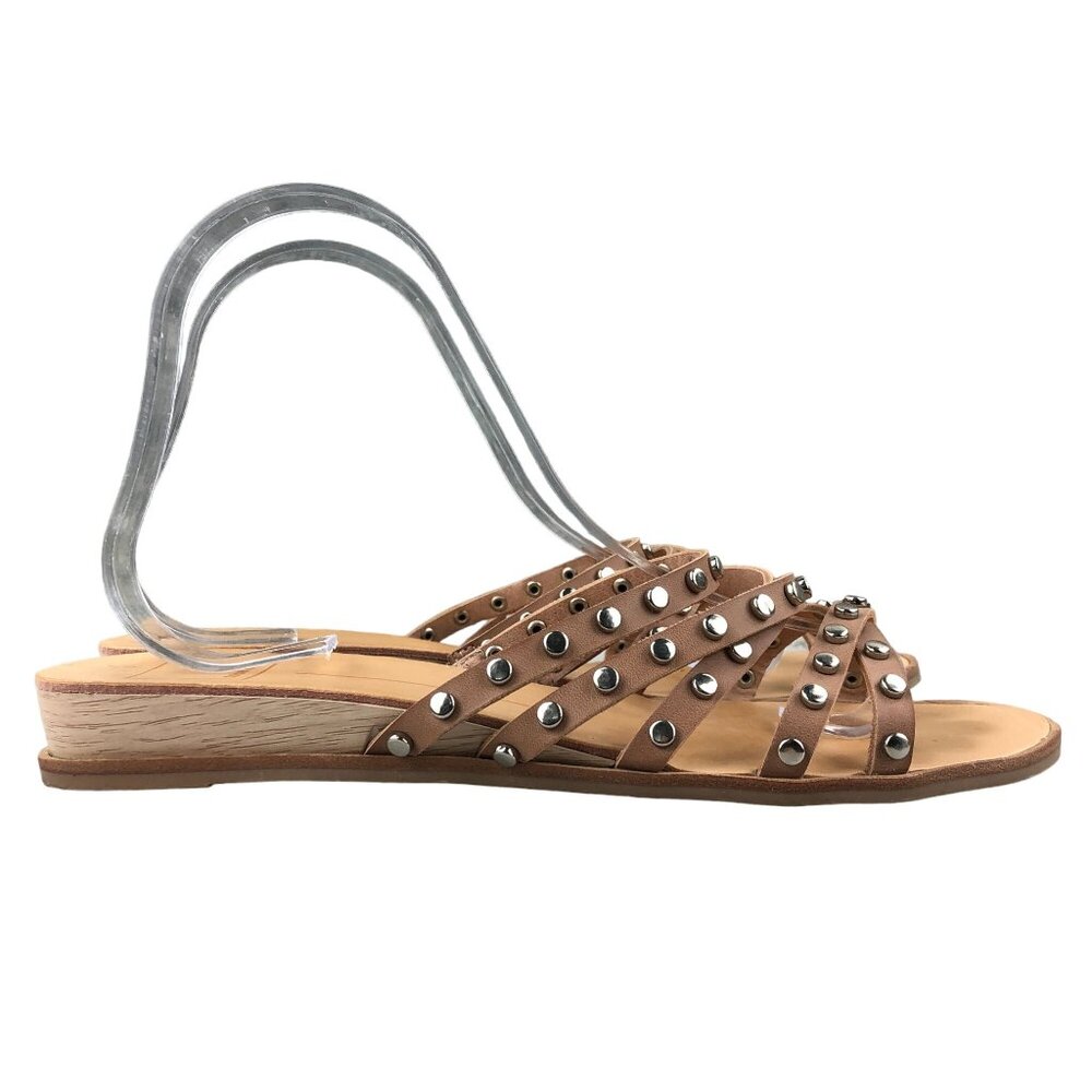 Dolce Vita Women's Size 9** Pinta Cafe Brown Studded Strappy Flats Sandals - Picture 1 of 11
